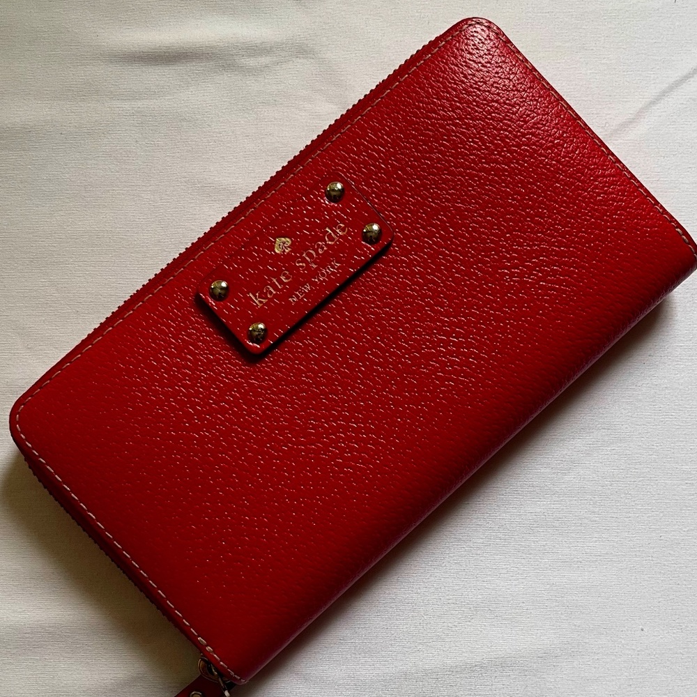 NWOT Kate Spade Red Leather Tri-Fold Wallet